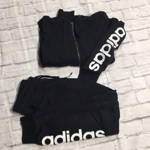 2pc Adidas black Hoodie Size S and Sweats Size XS